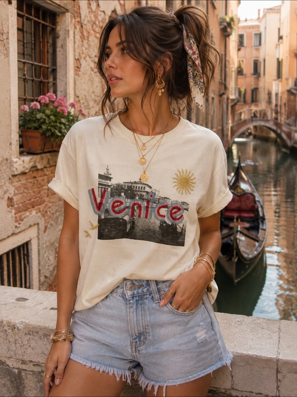 NWT Letluv T-Shirt with Venice Embroidery, L